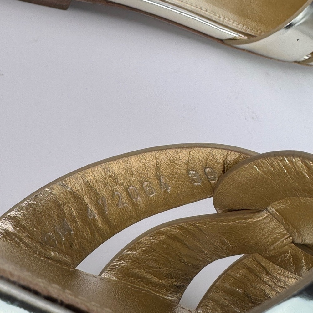 Saint Laurent Metallic Gold Nu Pieds 05 Slide Sandals Size 39 - Picture 9 of 12